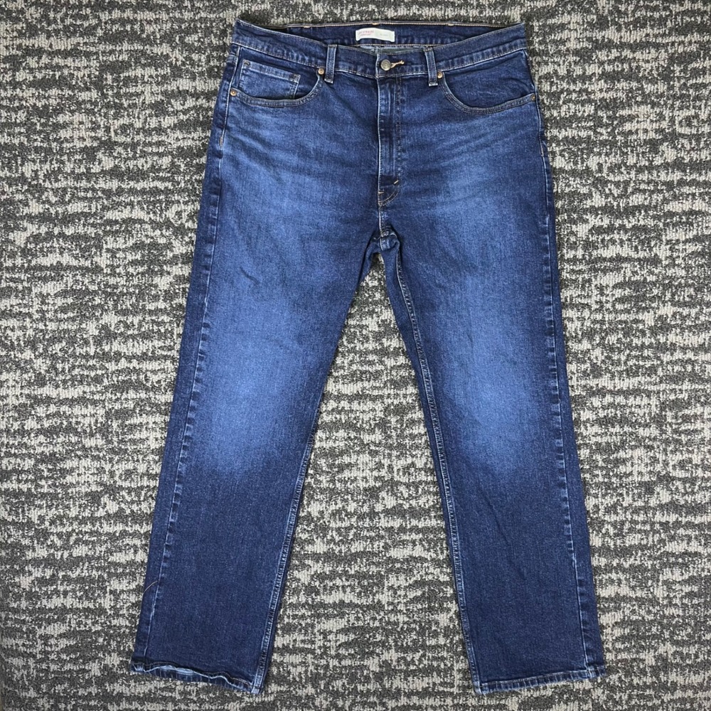 Levi Strauss Signature Relaxed Jeans Mens 38x32 Dark Wash Blue Stretch Denim
